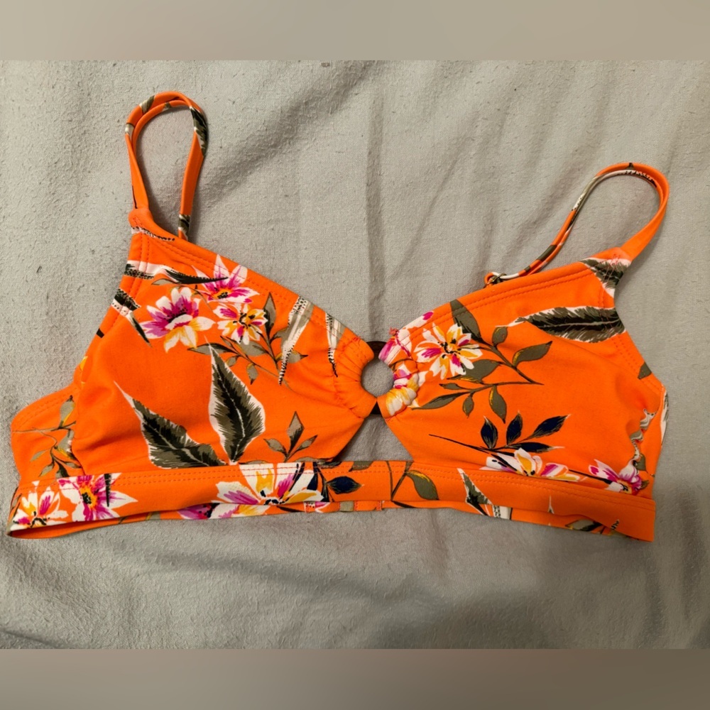 Xhilaration Floral Orange Bikini‎ Top and Bottom size Small